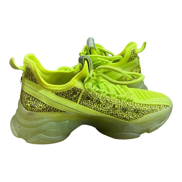 Steve Madden MAXIMA Textile Lace Up Sneakers Neon Yellow Boyfriend Sz 6.5M - Picture 6 of 6